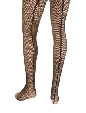 Kostümzubehör Netzstrumpfhose mit Strasssteinen Damen schwarz XL