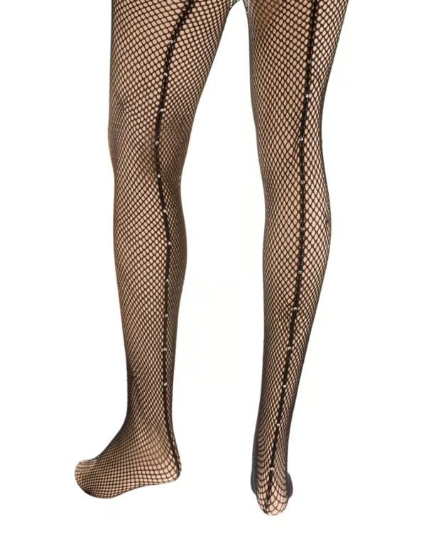 Kostümzubehör Netzstrumpfhose mit Strasssteinen Damen schwarz XL