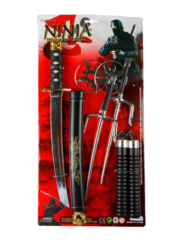Kostümzubehör Ninja Waffen Set schwarz 6-tlg.