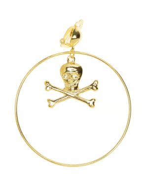 Kostümzubehör Ohrclip Pirat mit Totenkopf gold