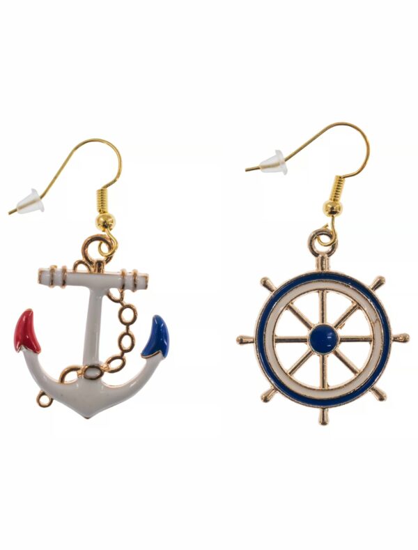Kostümzubehör Ohrringe Anker/Steuerrad blau/gold