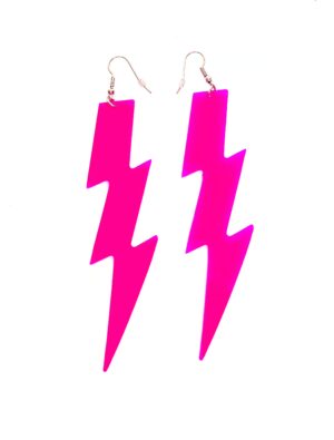 Kostümzubehör Ohrringe Blitz neonpink