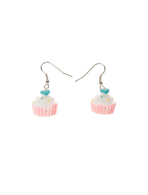 Kostümzubehör Ohrringe Candy Cupcake rosa/weiß