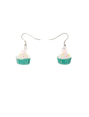 Kostümzubehör Ohrringe Candy Cupcake weiß/grün