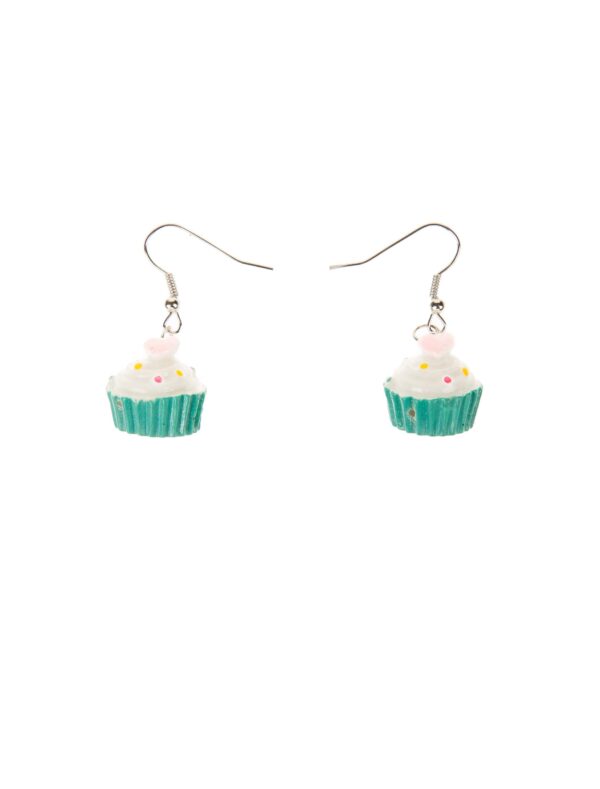 Kostümzubehör Ohrringe Candy Cupcake weiß/grün