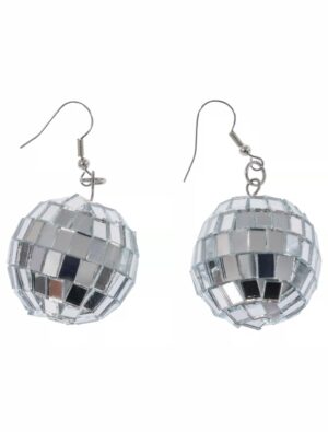Kostümzubehör Ohrringe Discokugel silber