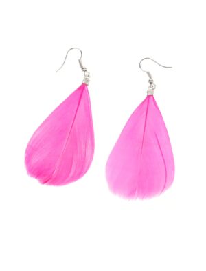 Kostümzubehör Ohrringe Feder pink
