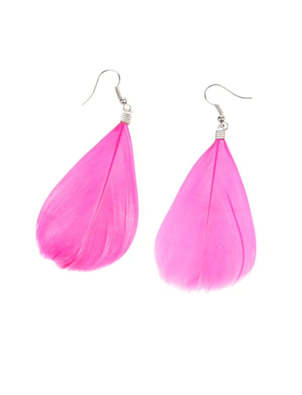 Kostümzubehör Ohrringe Feder pink