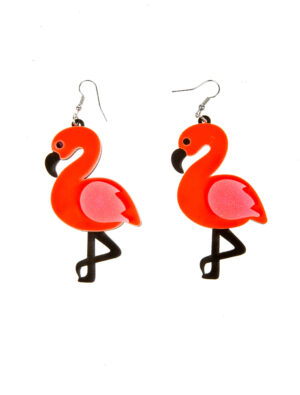 Kostümzubehör Ohrringe Flamingo Farbe: pink
