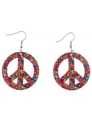 Kostümzubehör Ohrringe Peace bunt Farbe: bunt