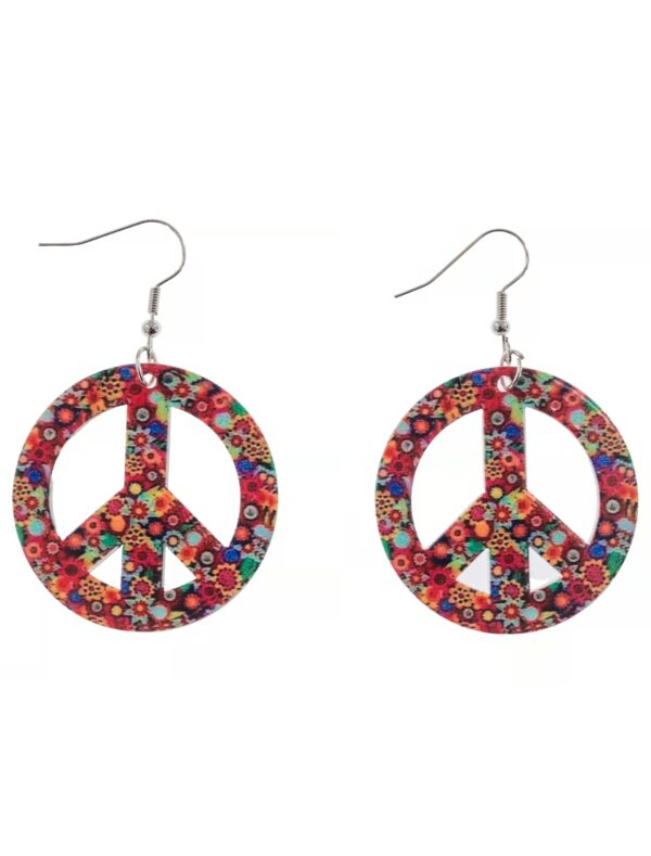 Kostümzubehör Ohrringe Peace bunt Farbe: bunt