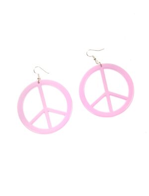 Kostümzubehör Ohrringe Peacezeichen rosa