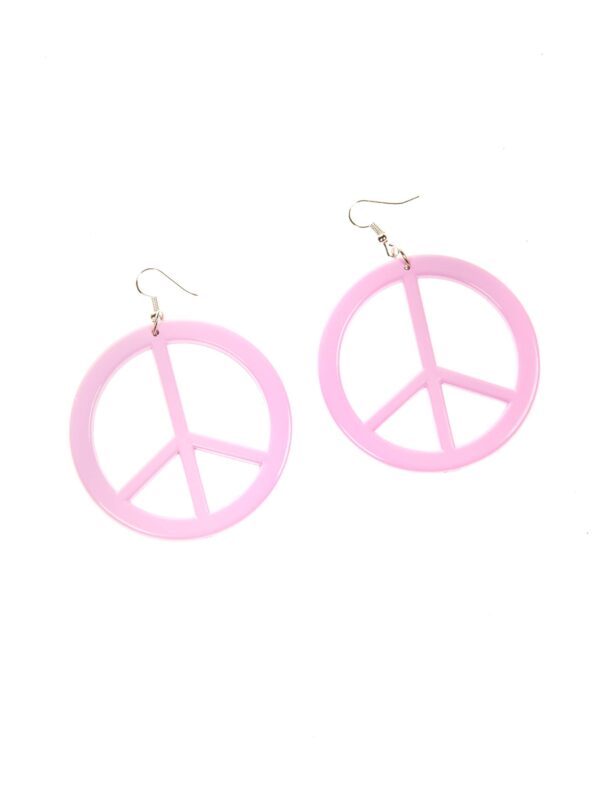 Kostümzubehör Ohrringe Peacezeichen rosa