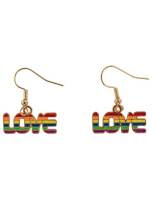 Kostümzubehör Ohrringe Regenbogen Love gold