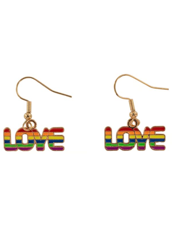 Kostümzubehör Ohrringe Regenbogen Love gold