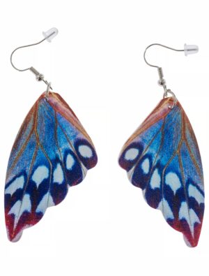 Kostümzubehör Ohrringe Schmetterling blau/rot