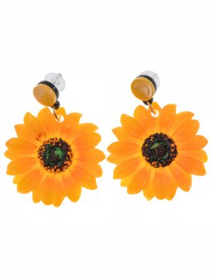 Kostümzubehör Ohrringe Sonnenblume gelb