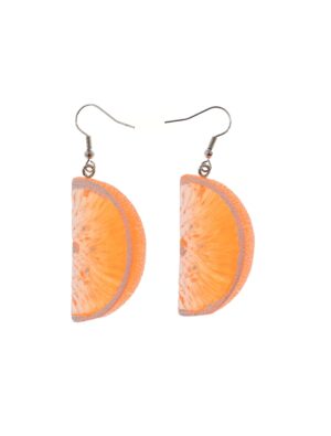 Kostümzubehör Ohrringe Zitrusstück orange