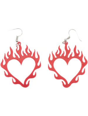 Kostümzubehör Ohrringe flammendes Herzen rot