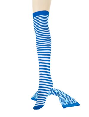 Kostümzubehör Overknee Strümpfe gestreift Damen blau/weiß one size