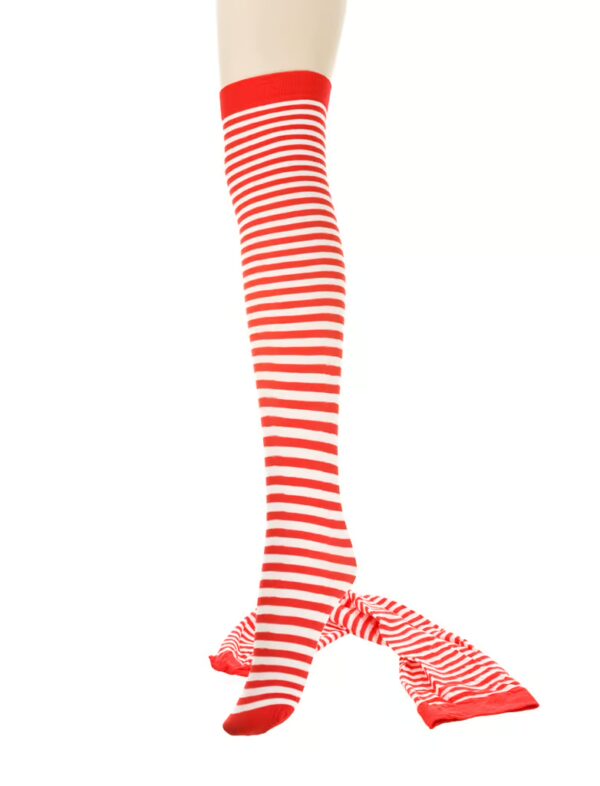Kostümzubehör Overknee Strümpfe gestreift Damen rot/weiß one size