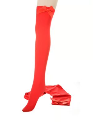 Kostümzubehör Overknee Strümpfe mit Schleife Damen rot/rot one size