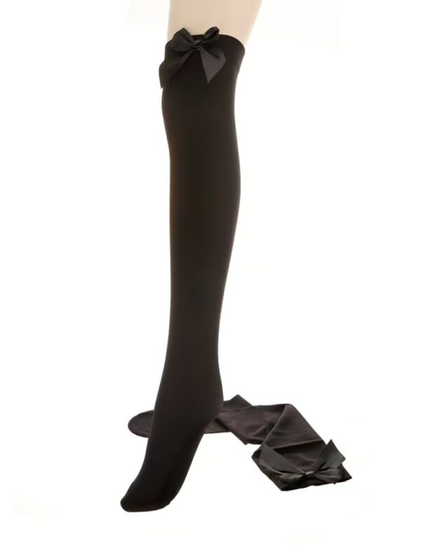 Kostümzubehör Overknee Strümpfe mit Schleife Damen schwarz/schwarz one size