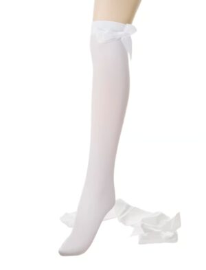 Kostümzubehör Overknee Strümpfe mit Schleife Damen weiß/weiß one size
