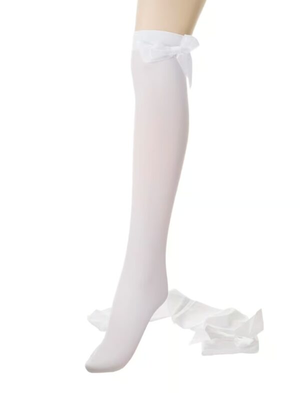 Kostümzubehör Overknee Strümpfe mit Schleife Damen weiß/weiß one size