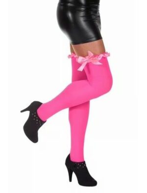 Kostümzubehör Overknee Strümpfe mit Schleife pink/pink