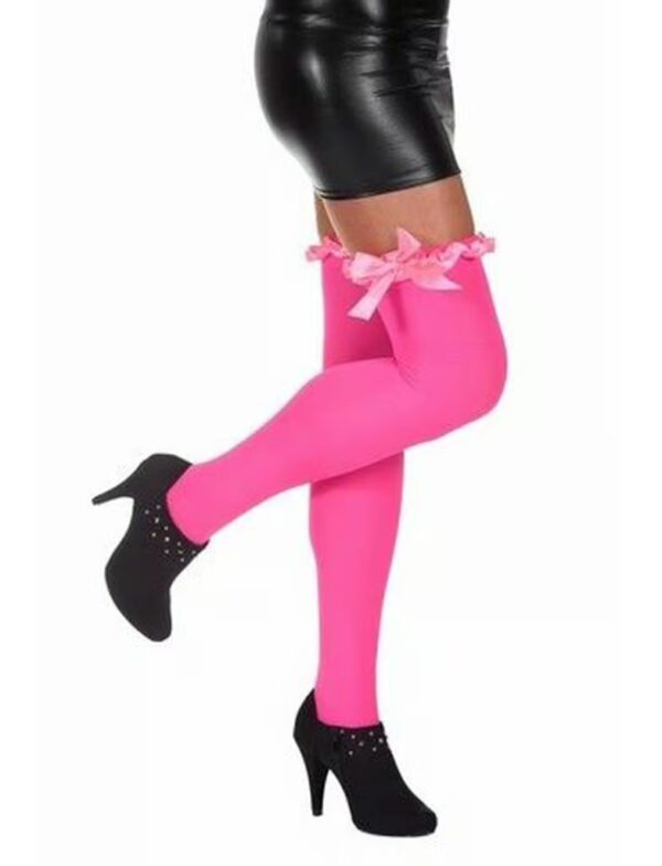 Kostümzubehör Overknee Strümpfe mit Schleife pink/pink