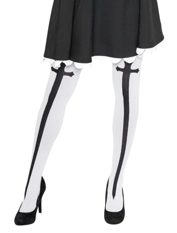 Kostümzubehör Overknees Kreuz weiß/schwarz