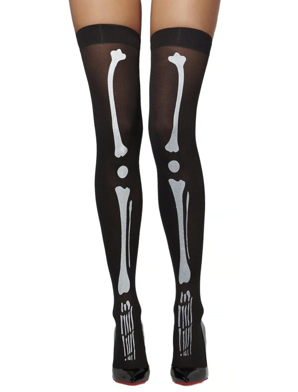 Kostümzubehör Overknees Skelett Damen schwarz/weiß one size
