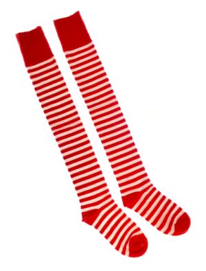 Kostümzubehör Overknees gestreift rot/weiß 36-41