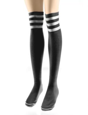 Kostümzubehör Overknees schwarz mit weißen Streifen