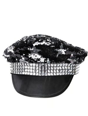 Kostümzubehör Paillettenhut mit silbernen Sternen Damen schwarz/silber one size