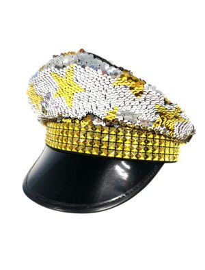 Kostümzubehör Paillettenhut mit silbernen Sternen silber/gold one size