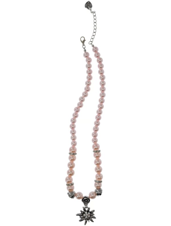 Kostümzubehör Perlenkette mit Edelweiß Damen rosa