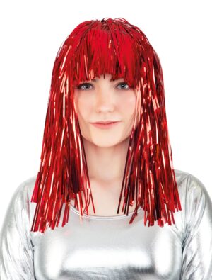 Kostümzubehör Perücke Lametta Metallic rot one size