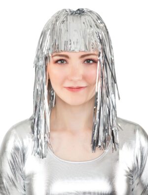 Kostümzubehör Perücke Lametta Metallic silber one size