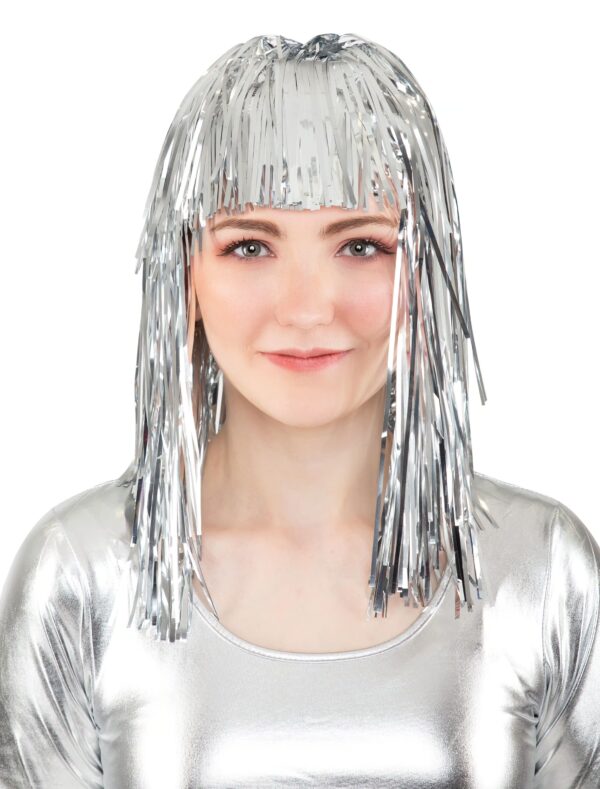 Kostümzubehör Perücke Lametta Metallic silber one size