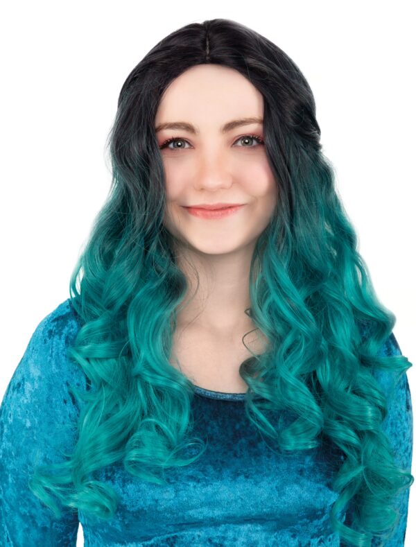Kostümzubehör Perücke Langhaar Balayage schwarz/grün