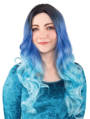 Kostümzubehör Perücke Langhaar Balayage schwarz/türkis
