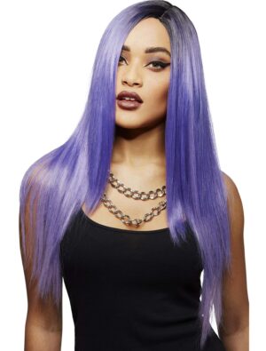 Kostümzubehör Perücke Langhaar glatt Balayage  lila