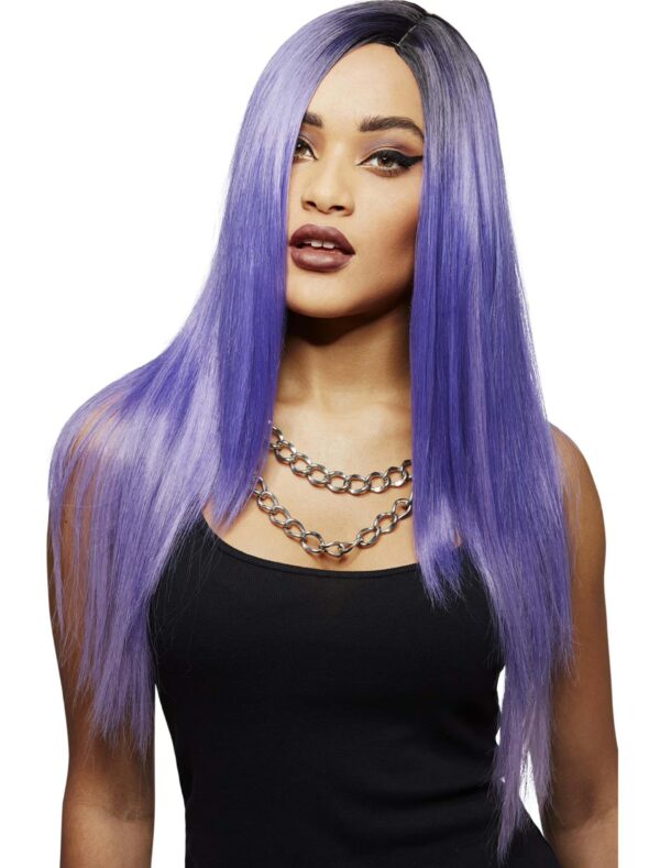 Kostümzubehör Perücke Langhaar glatt Balayage  lila