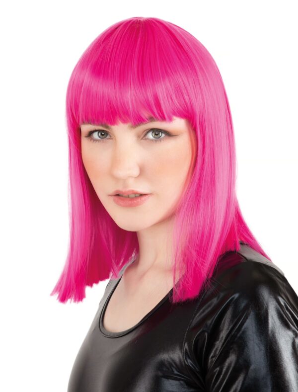 Kostümzubehör Perücke Langhaar glatt mit Pony fuchsia