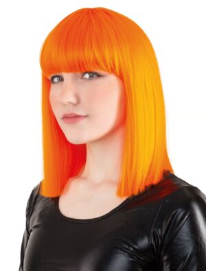 Kostümzubehör Perücke Langhaar glatt mit Pony orange