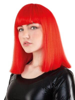 Kostümzubehör Perücke Langhaar glatt mit Pony rot