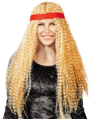 Kostümzubehör Perücke Langhaar wellig mit Stirnband blond