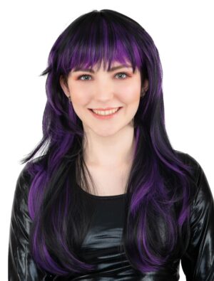 Kostümzubehör Perücke Mullet Langhaar schwarz/lila